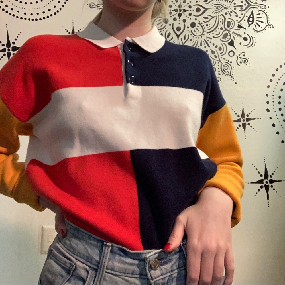 Colorblock Polo Sweater